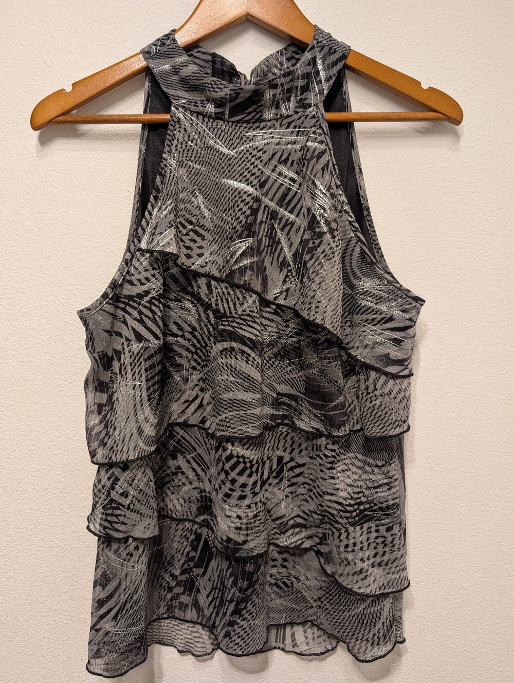 Express Black & Gray Ruffled Halter Camisole